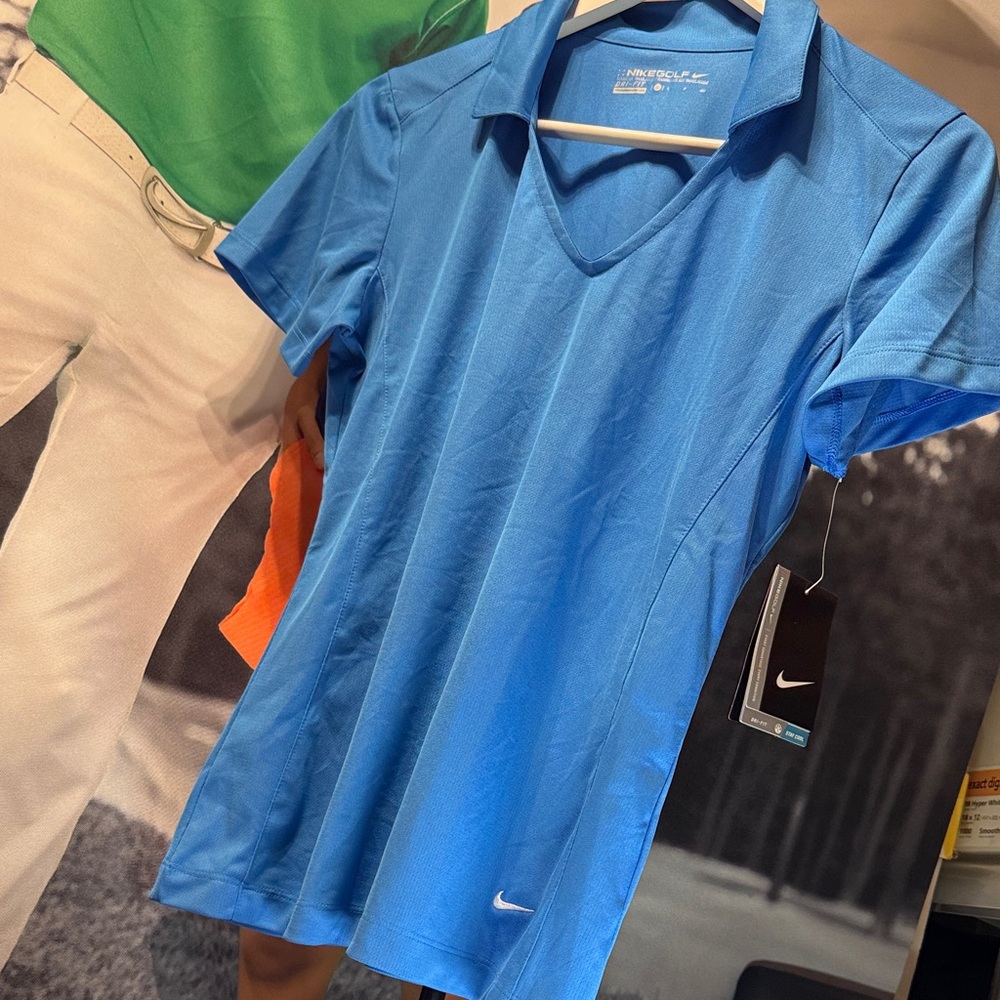 Nike Bright Blue V-Neck Polo Shirt